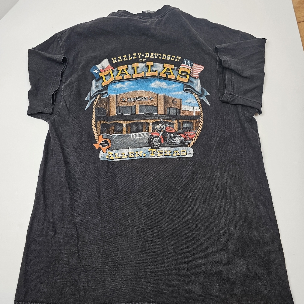Harley Davidson Vintage Y2K T-Shirt Large Dallas Allen Texas Saloon Biker 2000 - Picture 2 of 7